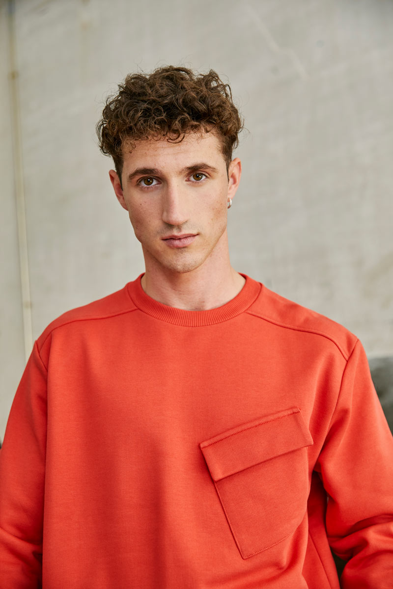 Slant pocket sweatshirt (Red)