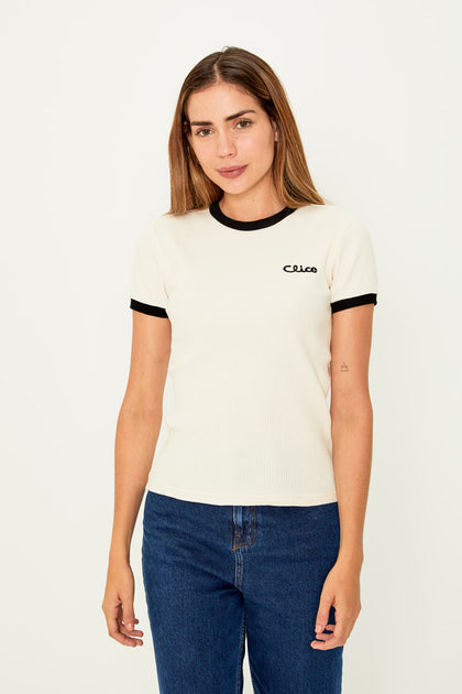 Women's ribbed T-shirt (Off White)